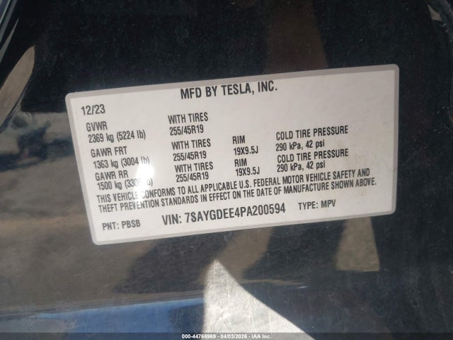 7SAYGDEE4PA200594 Tesla Model Y Awd/long Range Dual Motor All-wheel Drive