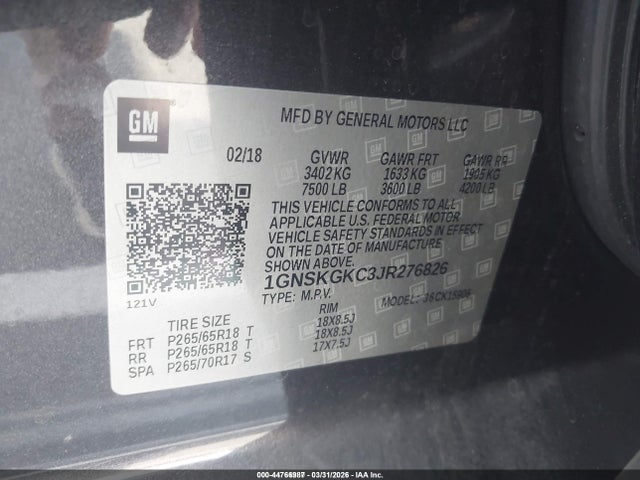 2018 CHEVROLET SUBURBAN 1GNSKGKC3JR276826 Photo 8