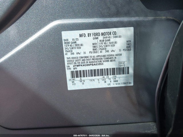 2FMPK4G99PBA03553 Ford EDGE SE