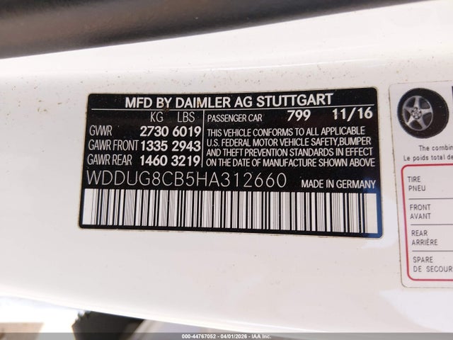 Продаж на аукціоні авто 2017 Mercedes-benz S 550, vin: WDDUG8CB5HA312660, номер лоту: 44767052