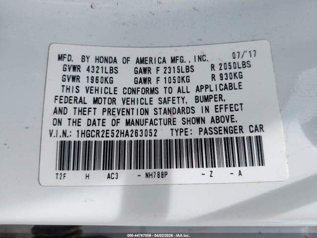 1HGCR2E52HA263052 Honda Accord Sport