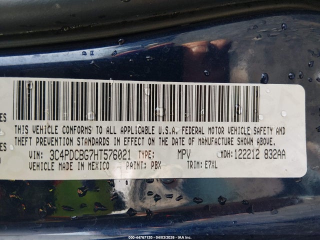 44767120 :رقم المزاد ، 3C4PDCBG7HT576021 vin ، 2017 Dodge Journey Sxt مزاد بيع