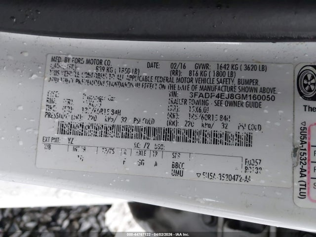 Ford FIESTA SE 2016 3FADP4EJ8GM160050 Image 9