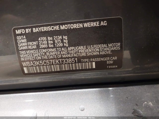 Продаж на аукціоні авто 2014 Bmw 328d Xdrive, vin: WBA3K5C57EKT33851, номер лоту: 44767153