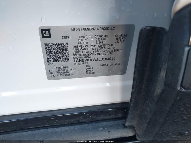 1GNEVKKW2LJ184044 Chevrolet Traverse Awd Premier