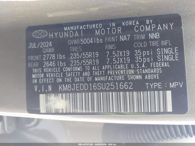 KM8JEDD16SU251662 Hyundai Tucson Hybrid Limited