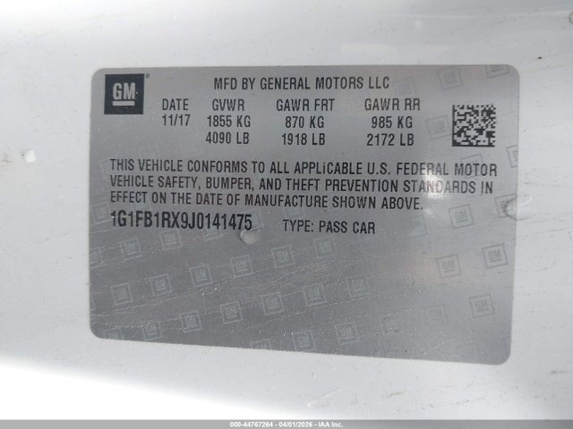 Chevrolet Camaro 1lt 2018 1G1FB1RX9J0141475 Image 9