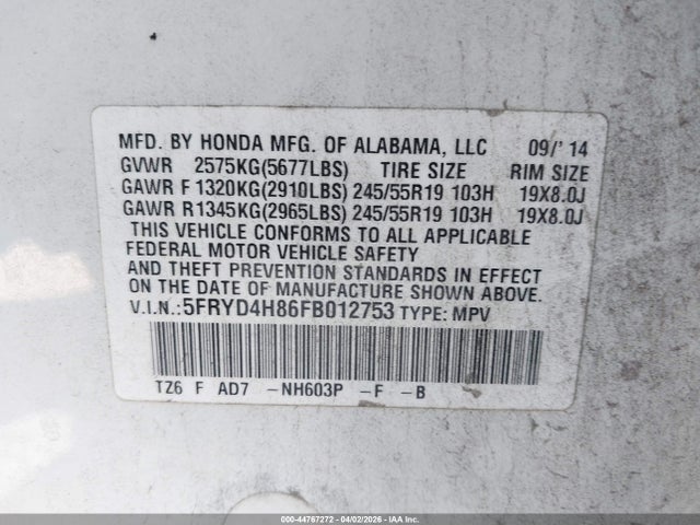 Продаж на аукціоні авто 2015 Acura Mdx Advance Pkg W/entertainment Pkg, vin: 5FRYD4H86FB012753, номер лоту: 44767272