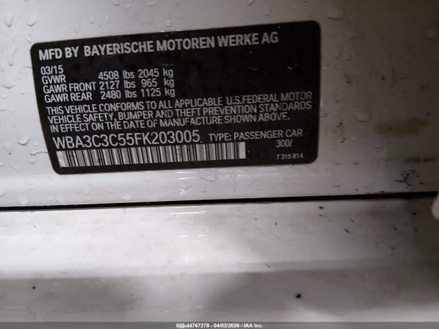 Aukcja sprzedaży 2015 Bmw 320i Xdrive, vin: WBA3C3C55FK203005, numer aukcji: 44767279