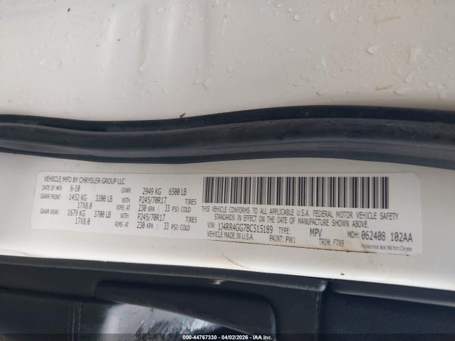 44767330 :رقم المزاد ، 1J4RR4GG7BC515189 vin ، 2011 Jeep Grand Cherokee Laredo مزاد بيع
