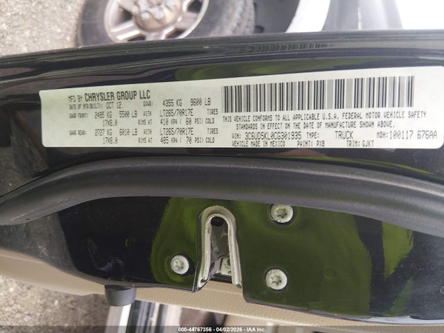 2012 Ram 2500 Laramie მანქანა იყიდება აუქციონზე, vin: 3C6UD5KL0CG301935, აუქციონის ნომერი: 44767356