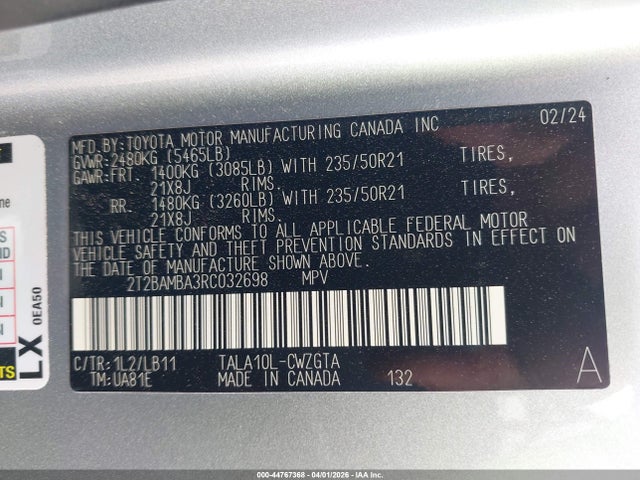 2024 Lexus Rx 350 Premium Plus მანქანა იყიდება აუქციონზე, vin: 2T2BAMBA3RC032698, აუქციონის ნომერი: 44767368