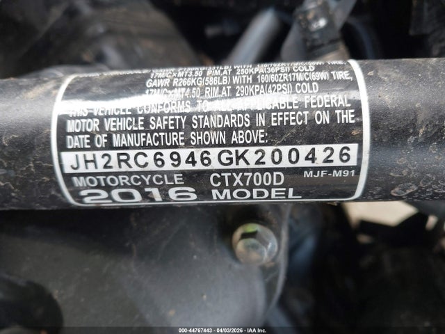 JH2RC6946GK200426 Honda Ctx700 D