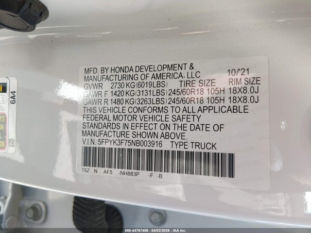 Honda Ridgeline Rtl-e 2022 5FPYK3F75NB003916 Image 9