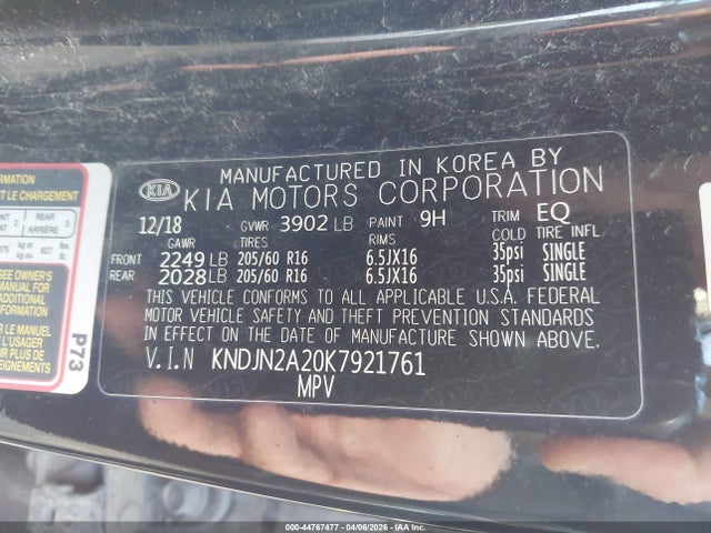 KIA Soul 2019 KNDJN2A20K7921761 Image 9
