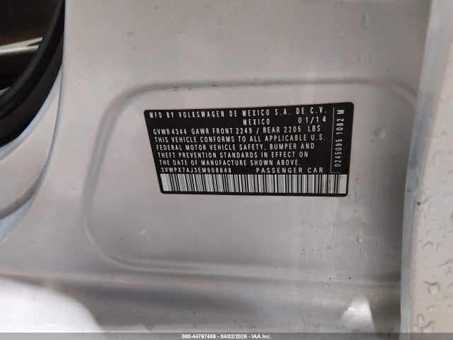 Aukcja sprzedaży 2014 Volkswagen Jetta Sportwagen 2.5l S, vin: 3VWPX7AJ3EM608848, numer aukcji: 44767486
