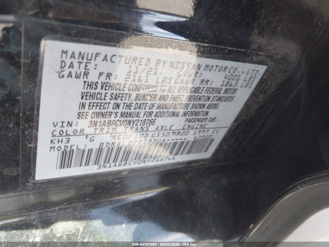 3N1AB8CV0NY218766 Nissan Sentra Sv Xtronic Cvt