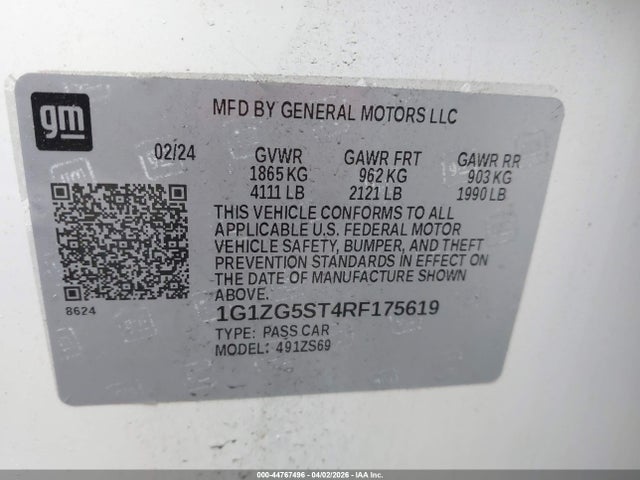 1G1ZG5ST4RF175619 Chevrolet Malibu Fwd Rs