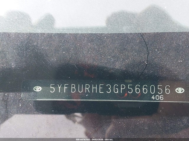 Продажа на аукционе авто 2016 Toyota Corolla Le, vin: 5YFBURHE3GP566056, номер лота: 44767502
