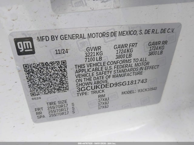 3GCUKDED9SG181743 Chevrolet Silverado 1500 4wd Standard Bed Lt