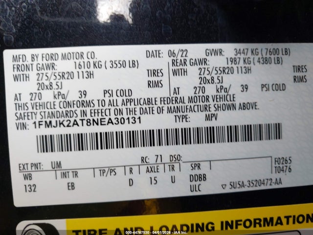 1FMJK2AT8NEA30131 Ford Expedition Limited Max