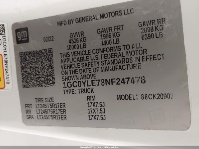 Chevrolet Silverado 2500hd 4wd Long Bed Wt 2022 1GC0YLE78NF247478 Image 9