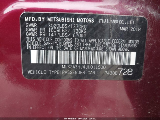 2018 MITSUBISHI MIRAGE ML32A3HJ4JH011500 Photo 8