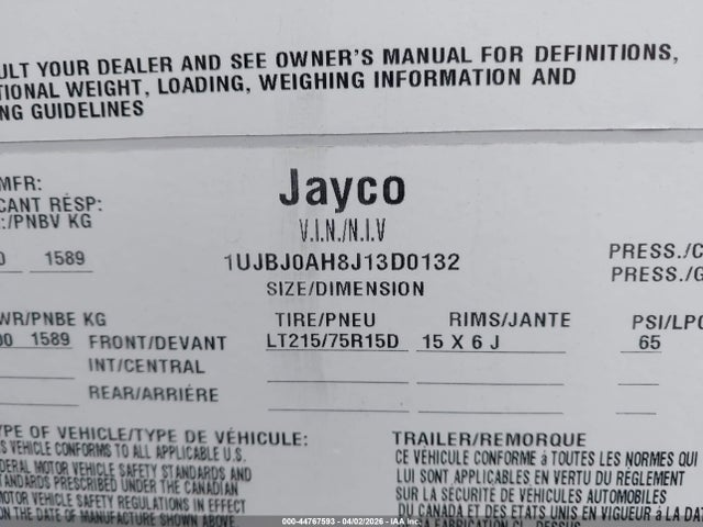 Jayco Trailer 2018 1UJBJ0AH8J13D0132 Image 9