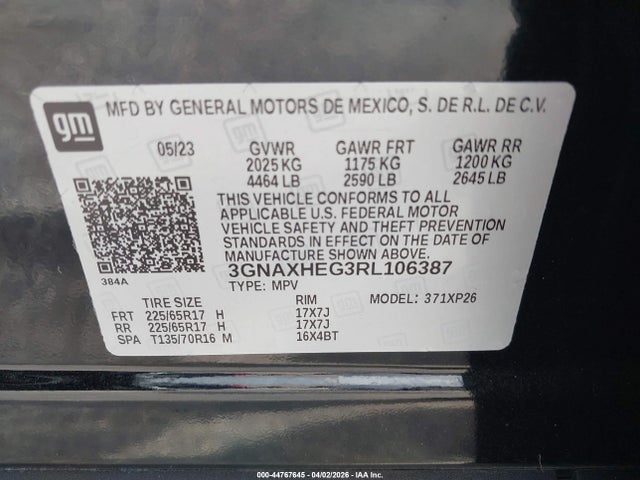 Продажа на аукционе авто 2024 Chevrolet Equinox Fwd Ls, vin: 3GNAXHEG3RL106387, номер лота: 44767645
