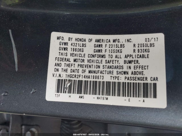 1HGCR2F14HA199673 Honda Accord Sport Se