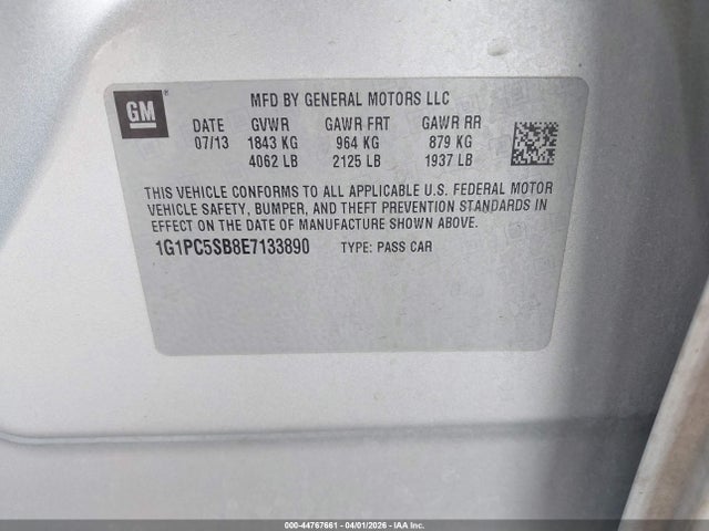 1G1PC5SB8E7133890 Chevrolet Cruze 1lt Auto