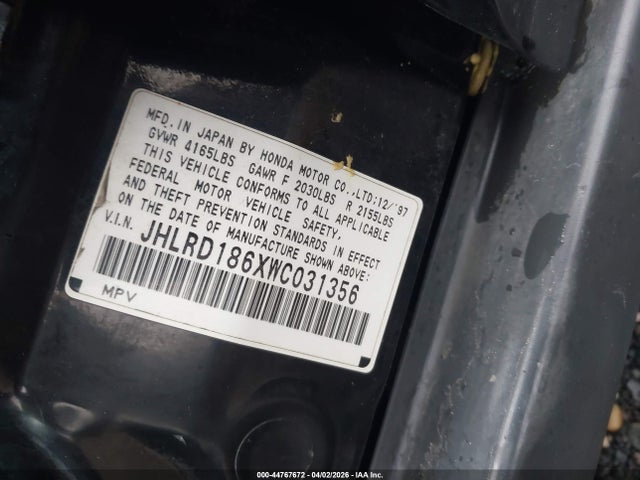 1998 HONDA CR-V JHLRD186XWC031356 Photo 8