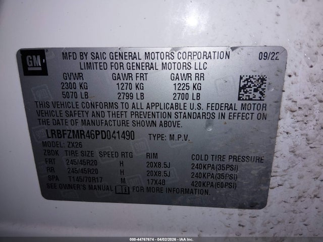 2023 Buick Envision Preferred Awd მანქანა იყიდება აუქციონზე, vin: LRBFZMR46PD041490, აუქციონის ნომერი: 44767674