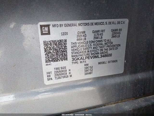 3GKALPEV0ML348600 GMC Terrain Fwd Slt