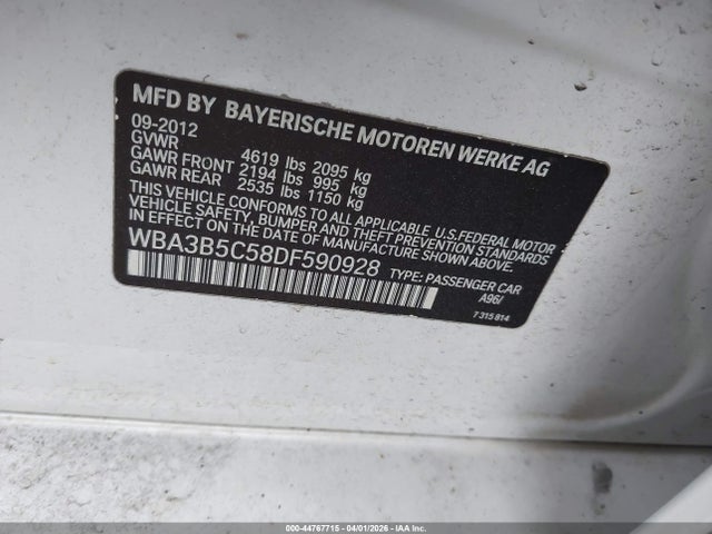 Aukcja sprzedaży 2013 Bmw 328i Xdrive, vin: WBA3B5C58DF590928, numer aukcji: 44767715