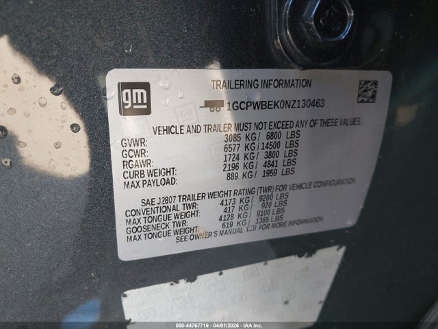 1GCPWBEK0NZ130463 Chevrolet Silverado 1500 Ltd 2wd Short Bed Custom