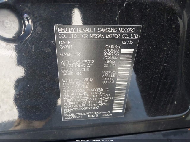 Nissan ROGUE S 2016 KNMAT2MT0GP662397 Image 9