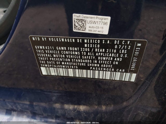 2013 VOLKSWAGEN JETTA 3VWDP7AJ0DM357675 Photo 8