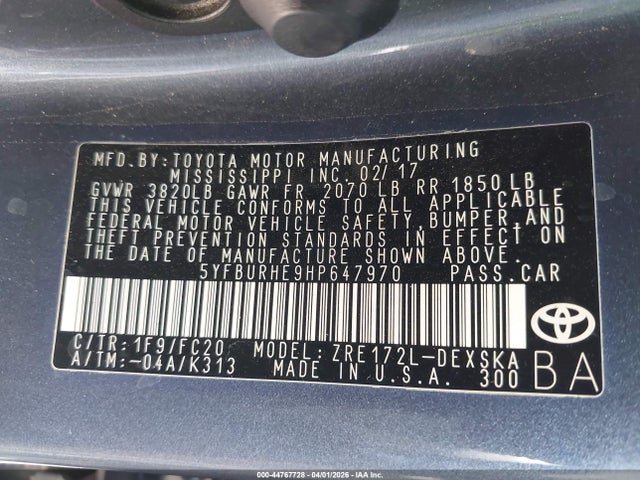 Toyota COROLLA SE 2017 5YFBURHE9HP647970 Image 9