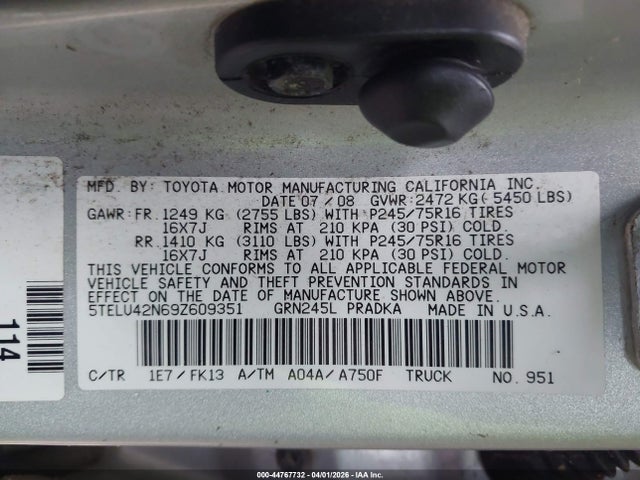 2009 TOYOTA TACOMA 5TELU42N69Z609351 Photo 8