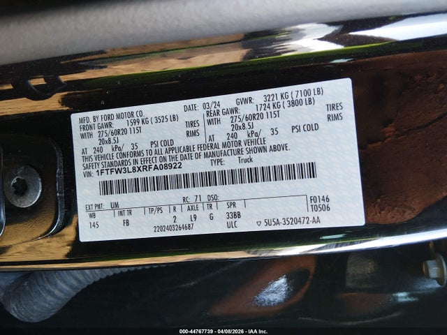 1FTFW3L8XRFA08922 Ford F-150 Xlt