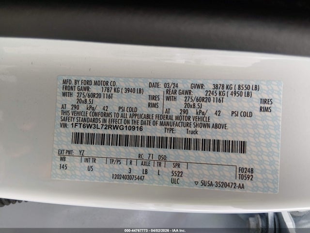 1FT6W3L72RWG10916 Ford F-150 Lightning Flash
