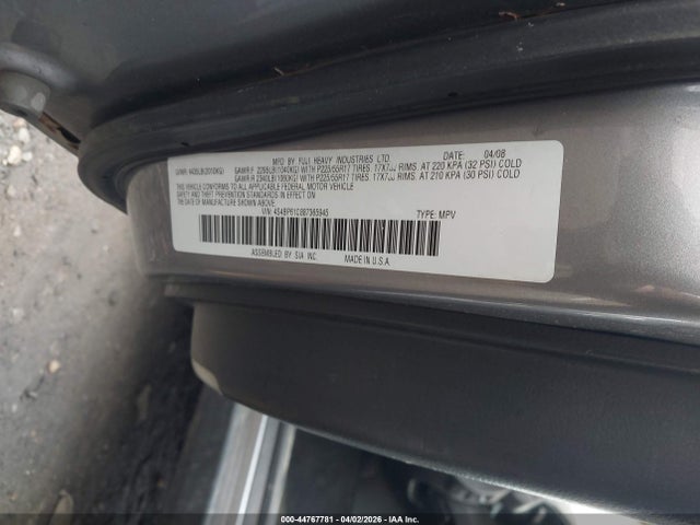 2008 Subaru Outback 2.5i/2.5i L.l. Bean Edition მანქანა იყიდება აუქციონზე, vin: 4S4BP61C887365945, აუქციონის ნომერი: 44767781