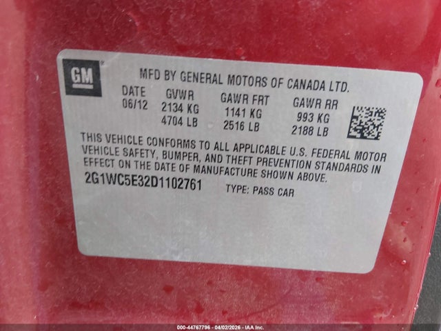 Продаж на аукціоні авто 2013 Chevrolet Impala Ltz, vin: 2G1WC5E32D1102761, номер лоту: 44767796