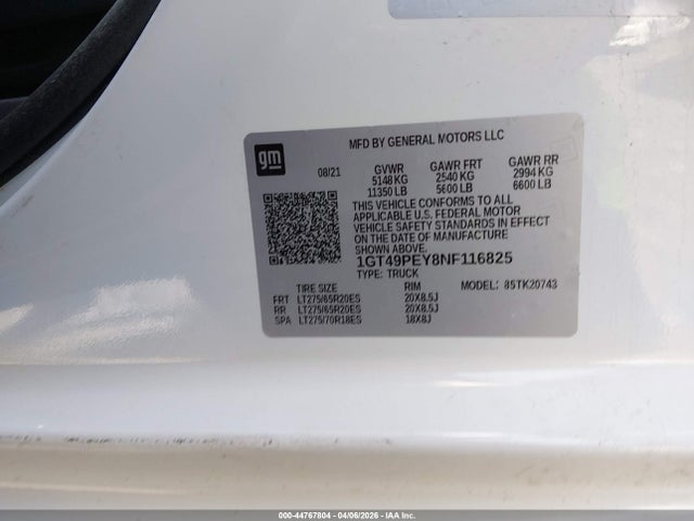 Продажа на аукционе авто 2022 Gmc Sierra 2500hd 4wd  Standard Bed At4, vin: 1GT49PEY8NF116825, номер лота: 44767804