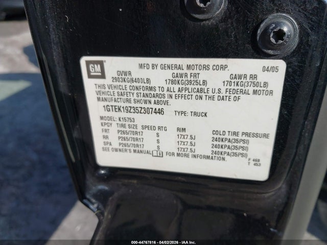 Продажа на аукционе авто 2005 Gmc Sierra 1500 Sle, vin: 1GTEK19Z35Z307446, номер лота: 44767816