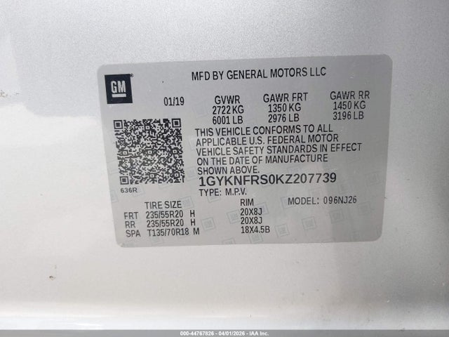 Продажа на аукционе авто 2019 Cadillac Xt5 Premium Luxury, vin: 1GYKNFRS0KZ207739, номер лота: 44767826