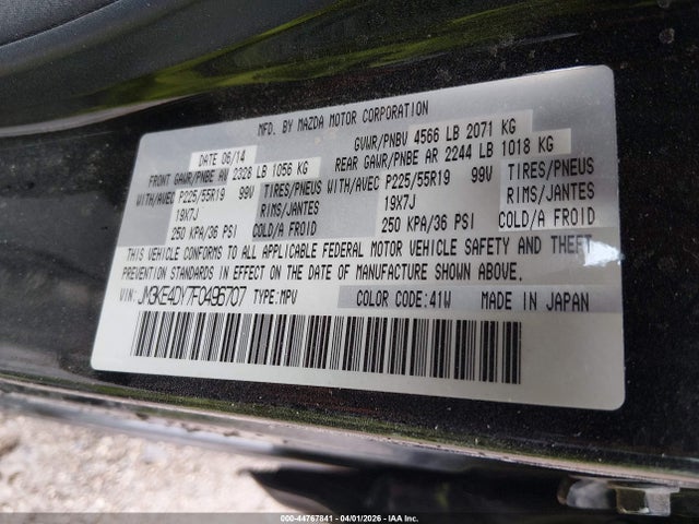 44767841 :رقم المزاد ، JM3KE4DY7F0496707 vin ، 2015 Mazda Cx-5 Grand Touring مزاد بيع