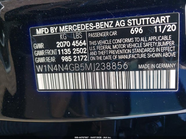 Aukcja sprzedaży 2021 Mercedes-benz Gla 250, vin: W1N4N4GB5MJ238856, numer aukcji: 44767887