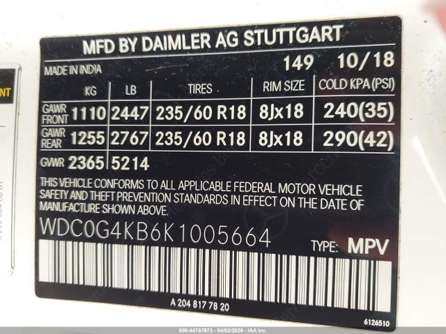 Продажа на аукционе авто 2019 Mercedes-benz Glc 300 4matic, vin: WDC0G4KB6K1005664, номер лота: 44767973